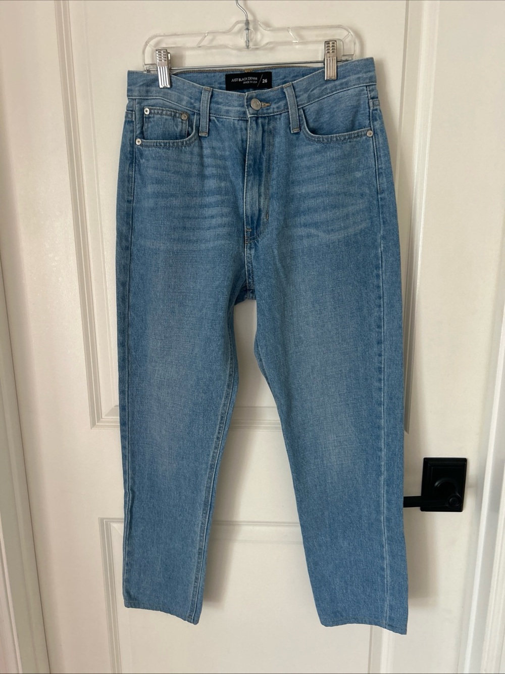 JBD Just Black Denim Straight Leg Ankle Jeans Medium Wash High Waist Size 26
